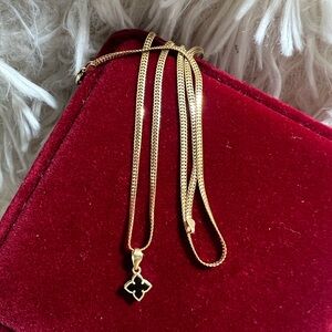 Elegant Gold Pendant with onyx stone chain isn’t included